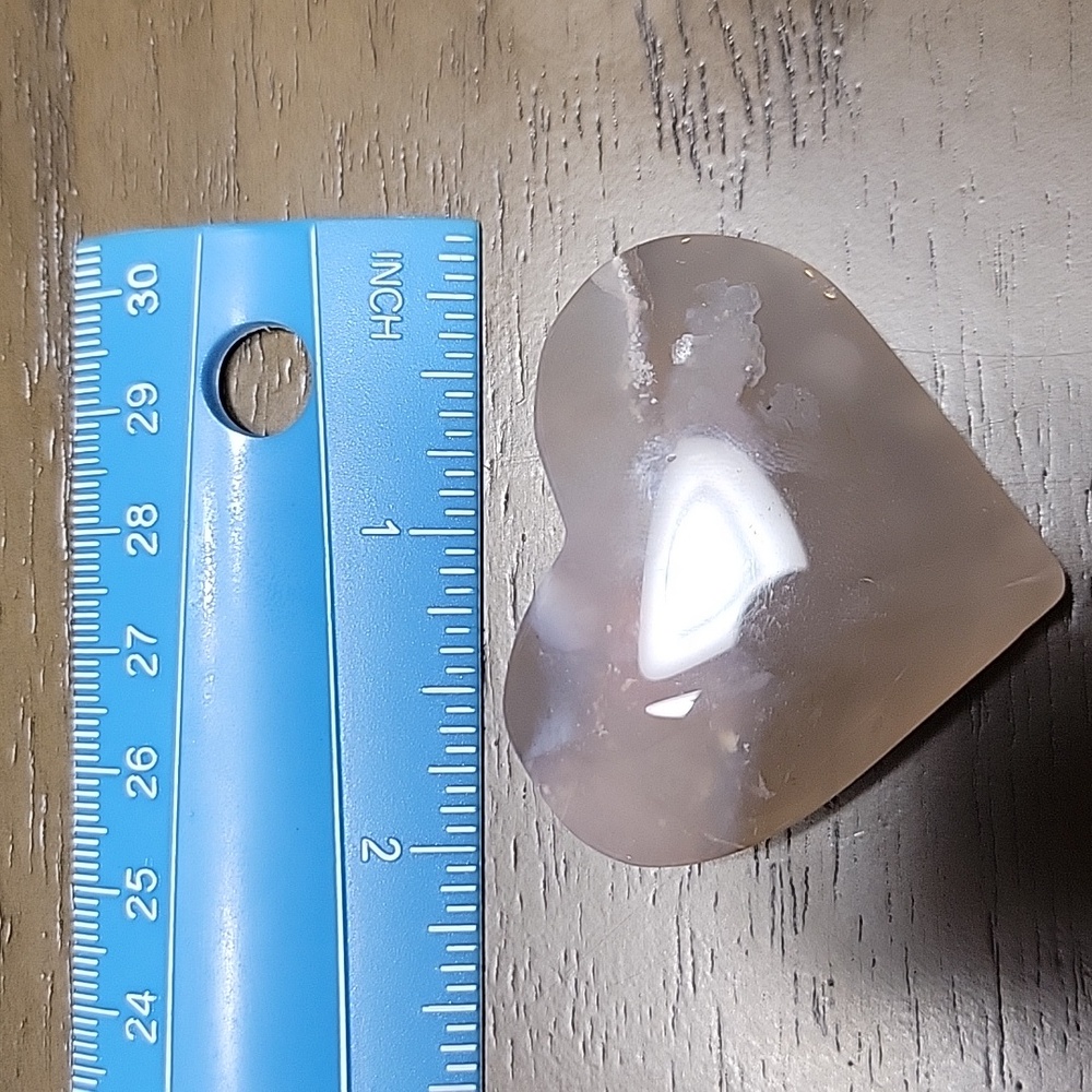 Polished Heart Stone - Flower Agate Crystal - Picture 6 of 7